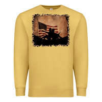 Antique Gold America Western Cowboy and Cowgirl Leopard Frame Premium Sweatshirt - CowCowDesign