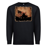 Black America Western Cowboy and Cowgirl Leopard Frame Premium Sweatshirt - CowCowDesign