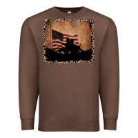 Chestnut America Western Cowboy and Cowgirl Leopard Frame Premium Sweatshirt - CowCowDesign