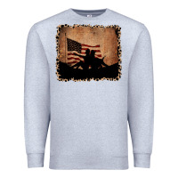 Heather Grey America Western Cowboy and Cowgirl Leopard Frame Premium Sweatshirt - CowCowDesign