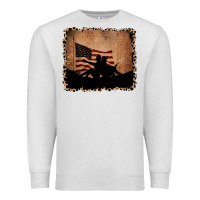 Oatmeal Heather America Western Cowboy and Cowgirl Leopard Frame Premium Sweatshirt - CowCowDesign