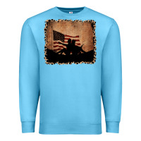 Ocean Blue America Western Cowboy and Cowgirl Leopard Frame Premium Sweatshirt - CowCowDesign