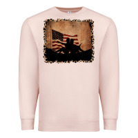 Pale Pink America Western Cowboy and Cowgirl Leopard Frame Premium Sweatshirt - CowCowDesign