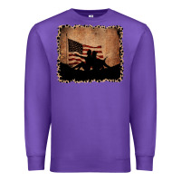 Purple America Western Cowboy and Cowgirl Leopard Frame Premium Sweatshirt - CowCowDesign