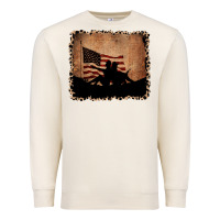 Sandshell America Western Cowboy and Cowgirl Leopard Frame Premium Sweatshirt - CowCowDesign