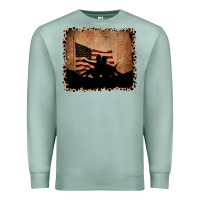 Seafoam America Western Cowboy and Cowgirl Leopard Frame Premium Sweatshirt - CowCowDesign