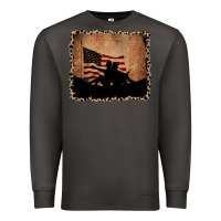 Smoke America Western Cowboy and Cowgirl Leopard Frame Premium Sweatshirt - CowCowDesign
