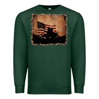 Sports Green America Western Cowboy and Cowgirl Leopard Frame Premium Sweatshirt - CowCowDesign