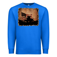True Royal America Western Cowboy and Cowgirl Leopard Frame Premium Sweatshirt - CowCowDesign