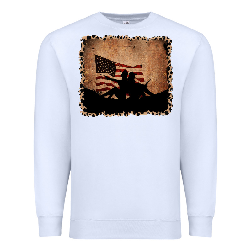 America Western Cowboy And Cowgirl Leopard Frame Premium Sweatshirt by CowCowDesign | Teevron