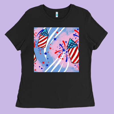 Patriotic Fireworks Ladies Tee Designed By Bundleandbundleshop