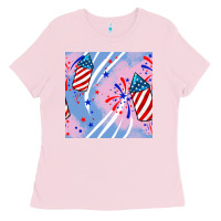 Bubblegum Pink patriotic fireworks Ladies Tee - BundleAndBundleShop