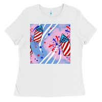 White patriotic fireworks Ladies Tee - BundleAndBundleShop