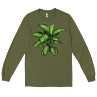 Army Green Dumb Cane Long Sleeve Tee - LillyAllenDesigns
