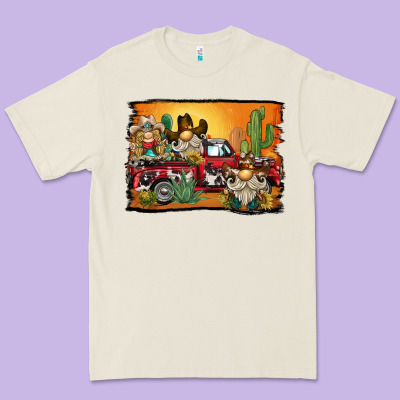 Western Truck Cowboy Gnome Background Premium Tee Designed By Barkaloodesign