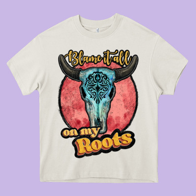 Blame It All On My Roots White Heavy Core Tee Designed By Jahusdesignshop