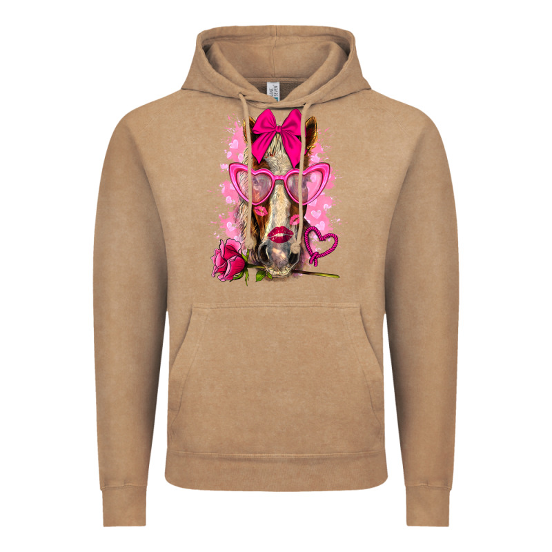 Valentines Day Horse With Sunglasses Vintage Hoodie by NancyCooperArtShop | Teevron