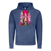 Vintage Denim valentines day horse with sunglasses Vintage Hoodie - NancyCooperArtShop
