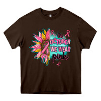 Chocolate Brown sunflower in october we wear pink Heavy Core Tee - AdoDesignShop