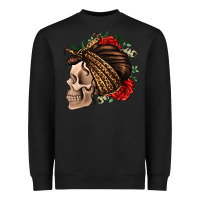 Black leopard bandana and roses skull Heavyweight Sweatshirt - Jasminsmagicworld