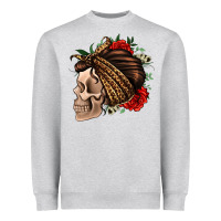 Leopard Bandana And Roses Skull Heavyweight Sweatshirt | Teevron