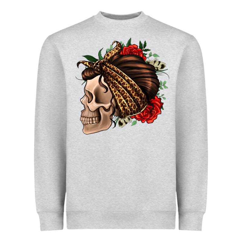 Leopard Bandana And Roses Skull Heavyweight Sweatshirt by Jasminsmagicworld | Teevron