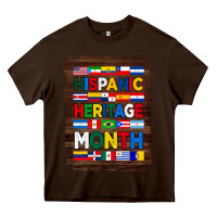 Chocolate Brown hispanic haritage month flags with background Heavy Core Tee - BundleAndBundleShop