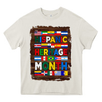 Cream hispanic haritage month flags with background Heavy Core Tee - BundleAndBundleShop