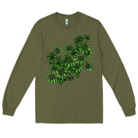 Army Green Botanical Schefflera Illustrations Long Sleeve Tee - LillyAllenDesigns