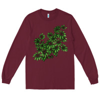 Burgundy Botanical Schefflera Illustrations Long Sleeve Tee - LillyAllenDesigns