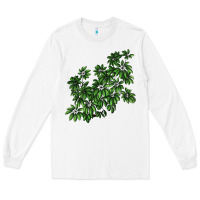 White Botanical Schefflera Illustrations Long Sleeve Tee - LillyAllenDesigns
