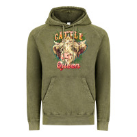 Vintage Olive cattle queen Vintage Hoodie - NancyCooperArtShop