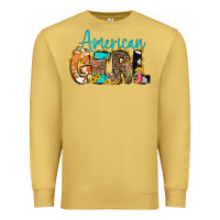 Antique Gold American Girl, western Cowhide Premium Sweatshirt - CowCowDesign