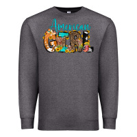Charcoal Heather American Girl, western Cowhide Premium Sweatshirt - CowCowDesign