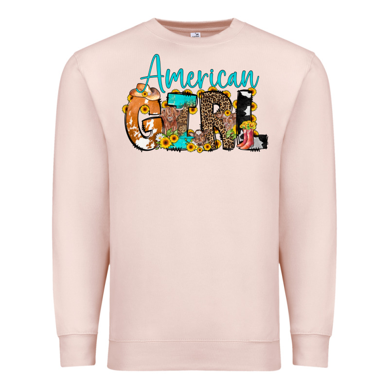 American Girl, Western Cowhide Premium Sweatshirt by CowCowDesign | Teevron