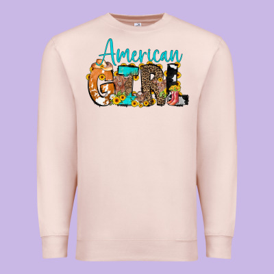 American Girl, Western Cowhide Premium Sweatshirt Designed By Cowcowdesign