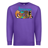 Purple American Girl, western Cowhide Premium Sweatshirt - CowCowDesign