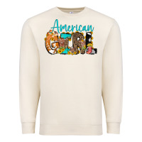 Sandshell American Girl, western Cowhide Premium Sweatshirt - CowCowDesign
