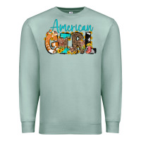 Seafoam American Girl, western Cowhide Premium Sweatshirt - CowCowDesign