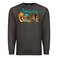 Smoke American Girl, western Cowhide Premium Sweatshirt - CowCowDesign