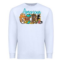 White American Girl, western Cowhide Premium Sweatshirt - CowCowDesign