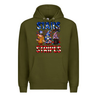 Army Green Stars and stripes gnomes 4th of july Premium Hoodie - CowGirlArtShop