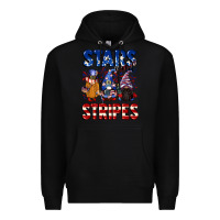 Black Stars and stripes gnomes 4th of july Premium Hoodie - CowGirlArtShop