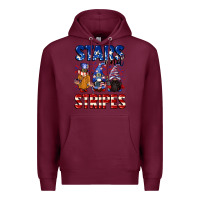 Burgundy Stars and stripes gnomes 4th of july Premium Hoodie - CowGirlArtShop