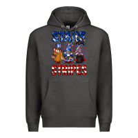 Charcoal Heather Stars and stripes gnomes 4th of july Premium Hoodie - CowGirlArtShop