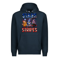 Navy Stars and stripes gnomes 4th of july Premium Hoodie - CowGirlArtShop