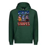 Sports Green Stars and stripes gnomes 4th of july Premium Hoodie - CowGirlArtShop