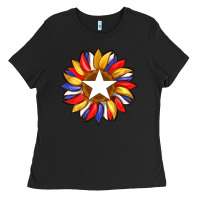 Black american flag and sunflower with star Ladies Tee - Artiststas