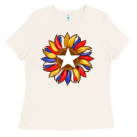 Bone american flag and sunflower with star Ladies Tee - Artiststas