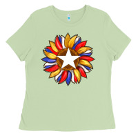 Matcha american flag and sunflower with star Ladies Tee - Artiststas